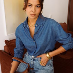 Camisa denim bordado espalda