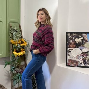 Jersey de punto manga francesa tonos fuxia