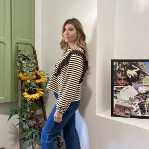 Camiseta rayas, volante pana