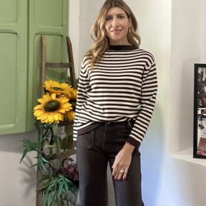 Jersey rayas, crudo y marrón chocolate