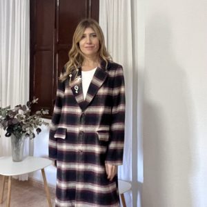 Abrigo cuadros Desiré tonos granate