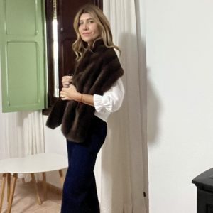 Estola de pelo (sintético) color marrón