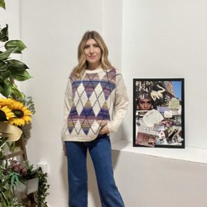 Jersey dibujo rombos color crudo claro