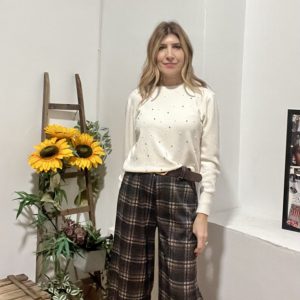 Pantalón estilo franela, cuadros, con cinturón