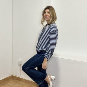 Sudadera Carmela rayas azul y marrón