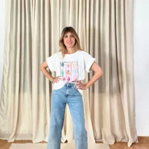 Camiseta Beach blanca con motivos mar
