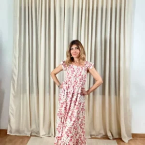 Vestido Maxi Floral "Nido de Abeja" – Romántico y Versátil