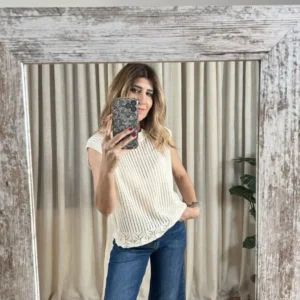 Top Calado "Irene" – Blanco Roto